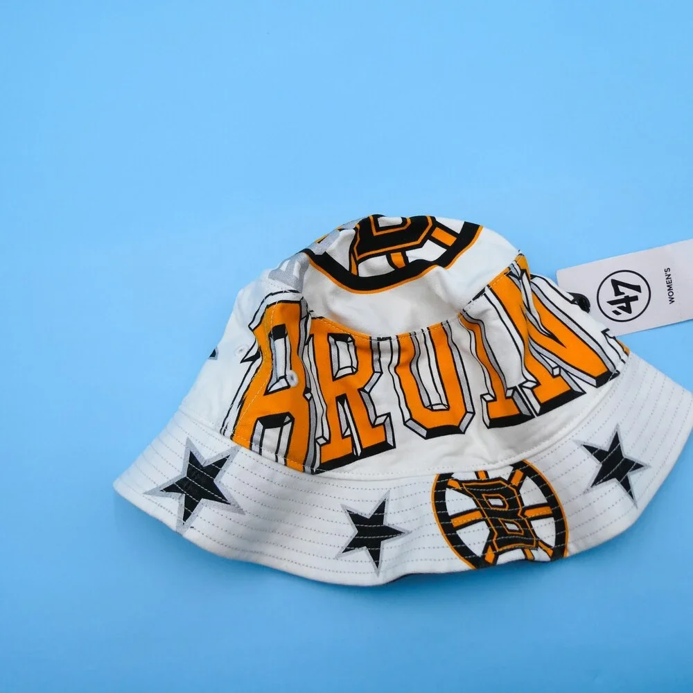 '47 Brand Boston Bruins Bucket Hat Womens One Size Adult White Basketball NBA‎